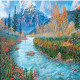 Charts on artistic canvas Rest at river