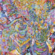 Charts on artistic canvas Сamomiles and coffee