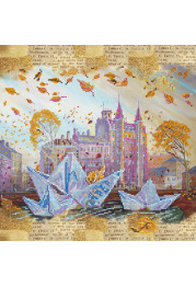 Charts on artistic canvas Origami ships