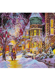 Charts on artistic canvas Winter in the city