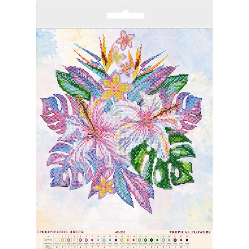 Схема для вишивання бісером на натуральному художньому холсті "Тропічні квіти"