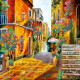 Charts on artistic canvas Italian streets