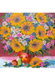 Charts on artistic canvas Sunflowers still-life