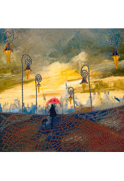 Charts on artistic canvas Under the umbrella