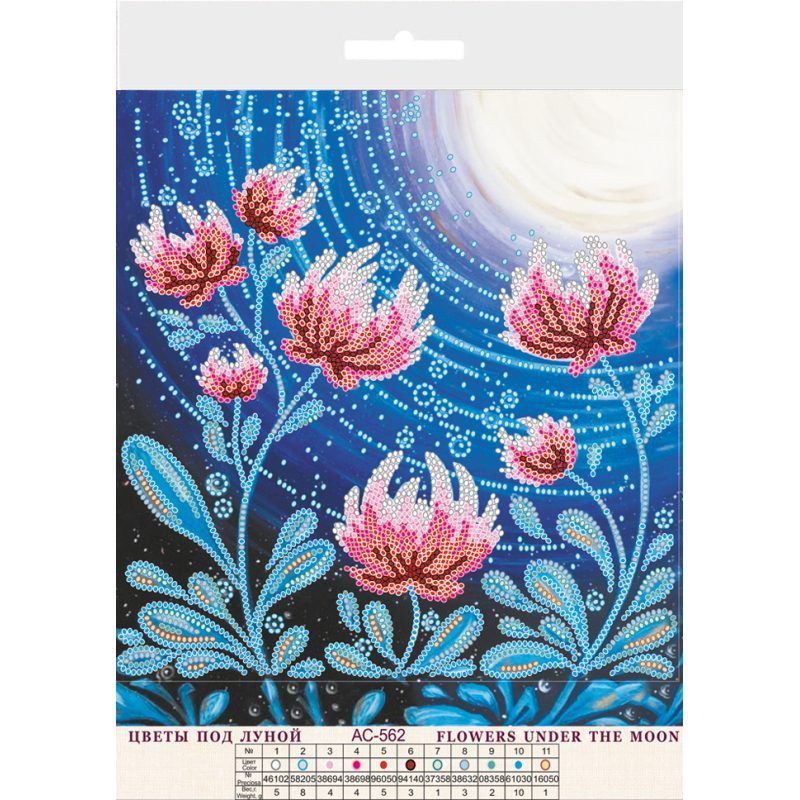 Charts on artistic canvas Flowers under the moon