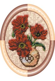 Mini Bead embroidery kit Vase with poppies