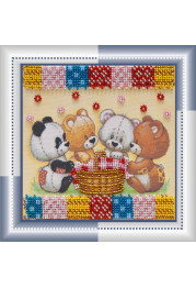 Mini Bead embroidery kit Bears and basket