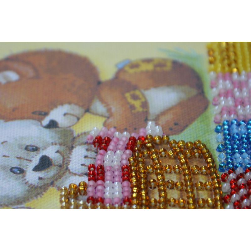 Mini Bead embroidery kit Bears and basket