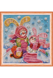 Mini Bead embroidery kit Knitting bunnies