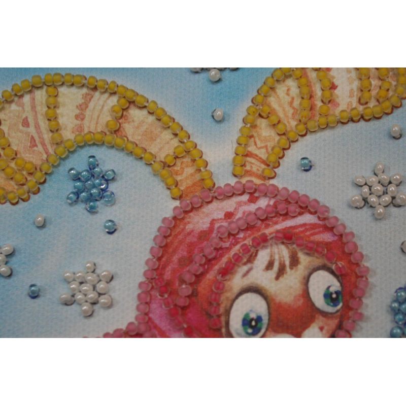 Mini Bead embroidery kit Knitting bunnies
