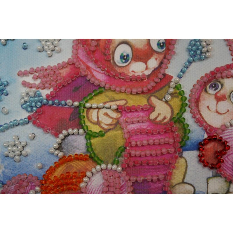 Mini Bead embroidery kit Knitting bunnies