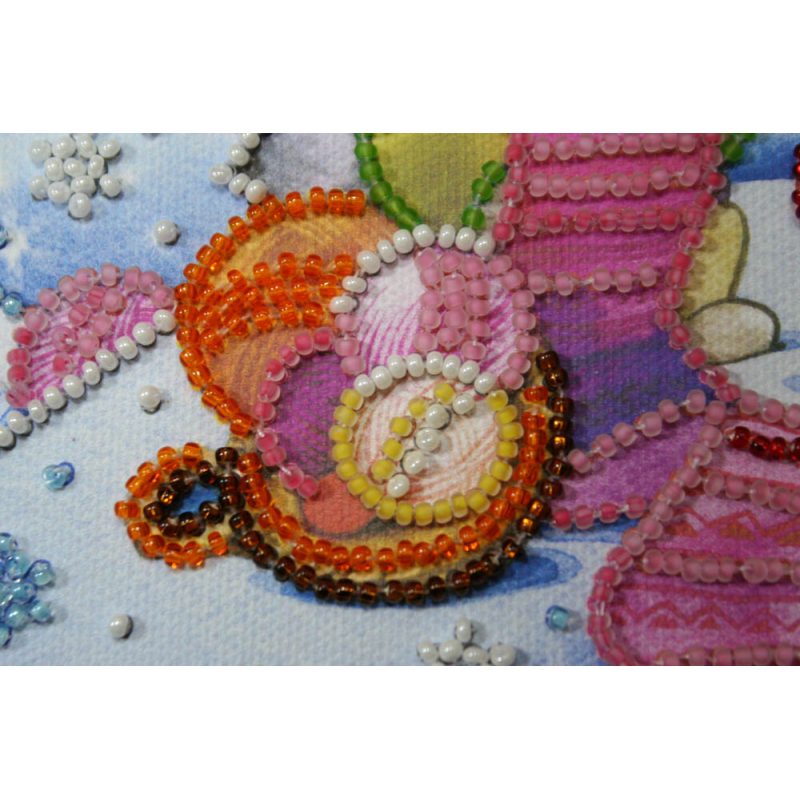 Mini Bead embroidery kit Knitting bunnies