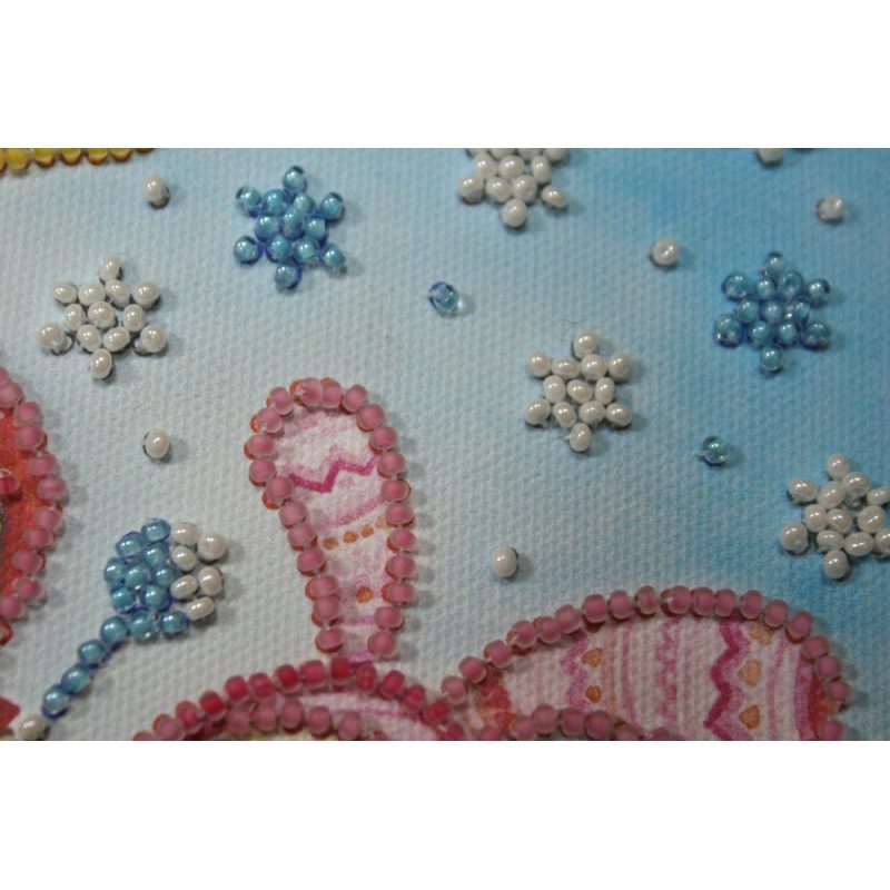 Mini Bead embroidery kit Knitting bunnies