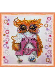 Mini Bead embroidery kit Owl and coffee