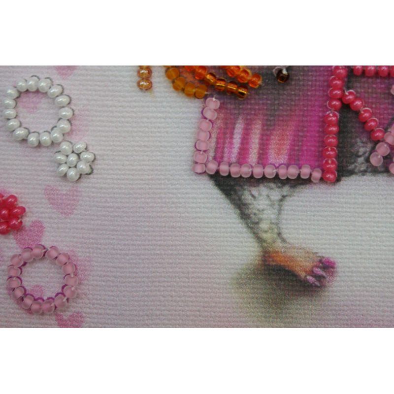 Mini Bead embroidery kit Owl and coffee