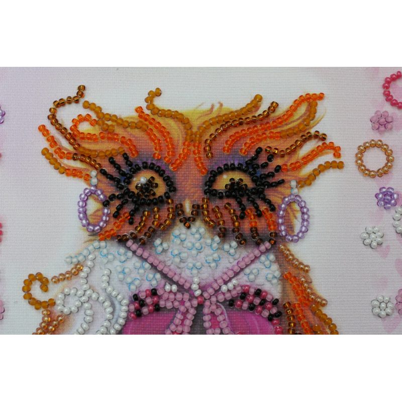 Mini Bead embroidery kit Owl and coffee