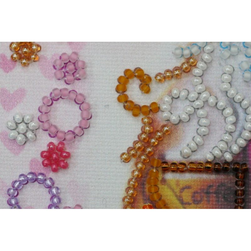 Mini Bead embroidery kit Owl and coffee