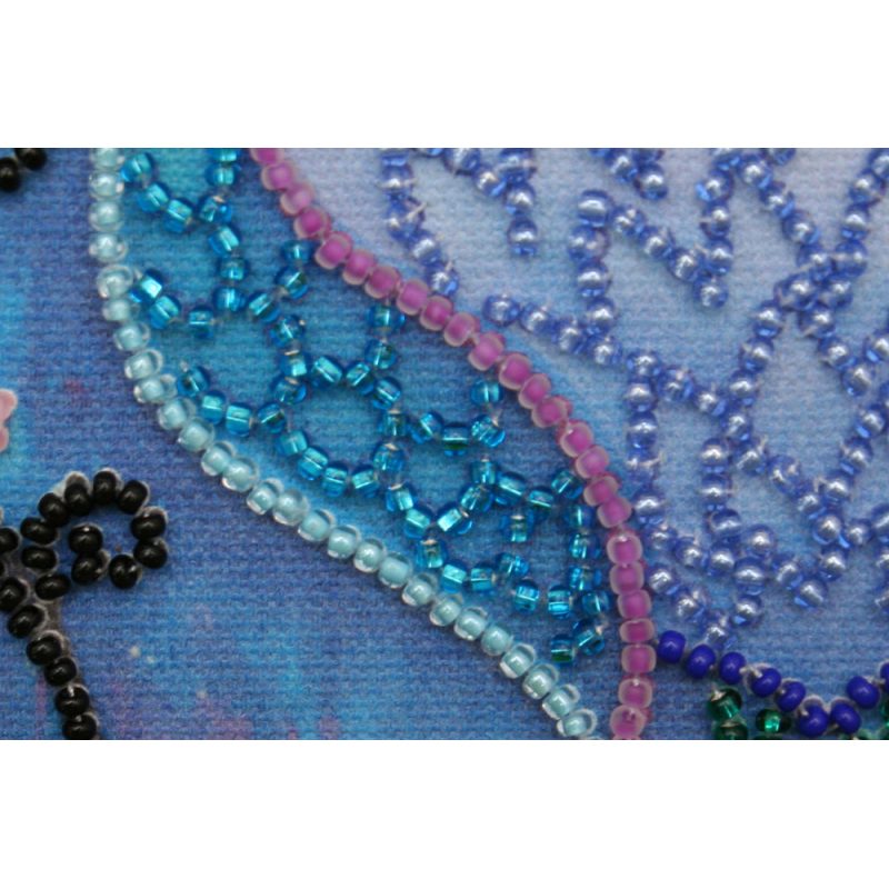 Mini Bead embroidery kit Blue owl