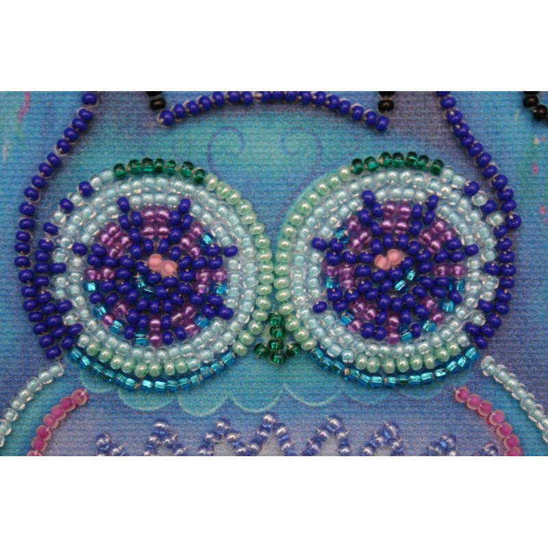 Mini Bead embroidery kit Blue owl