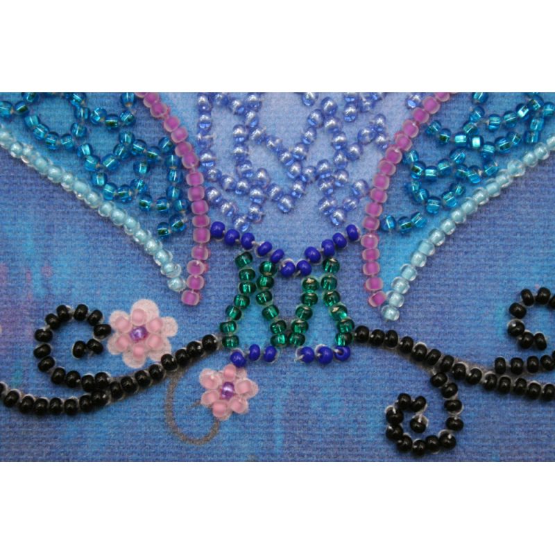 Mini Bead embroidery kit Blue owl