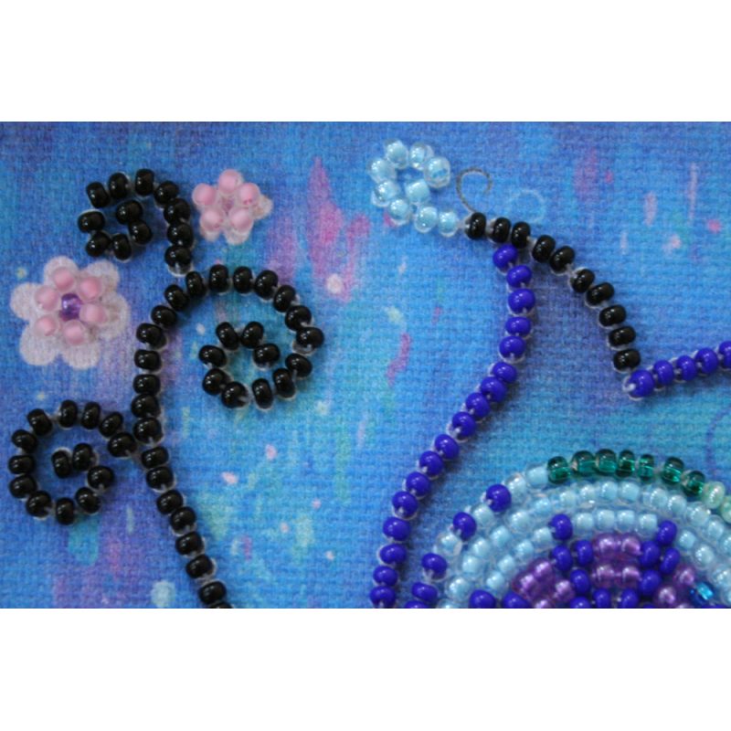 Mini Bead embroidery kit Blue owl