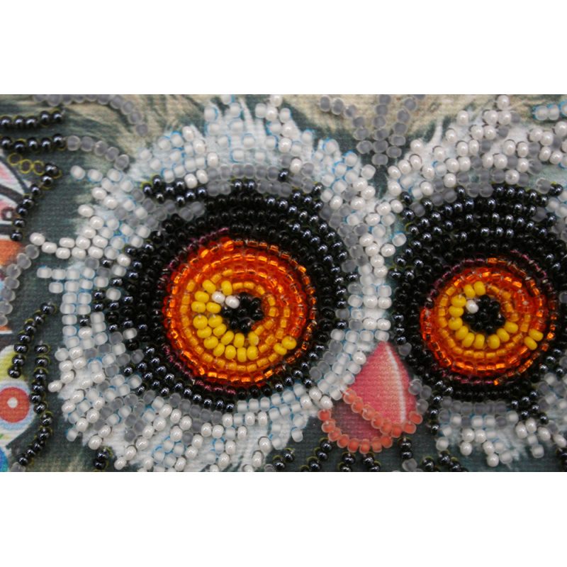 Mini Bead embroidery kit Owl and cookies