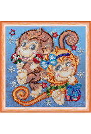 Mini Bead embroidery kit Cheer monkeys