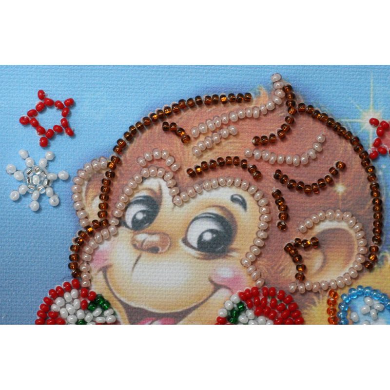 Mini Bead embroidery kit Cheer monkeys
