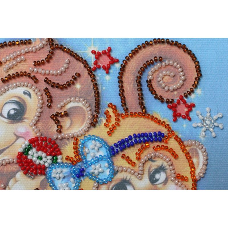 Mini Bead embroidery kit Cheer monkeys
