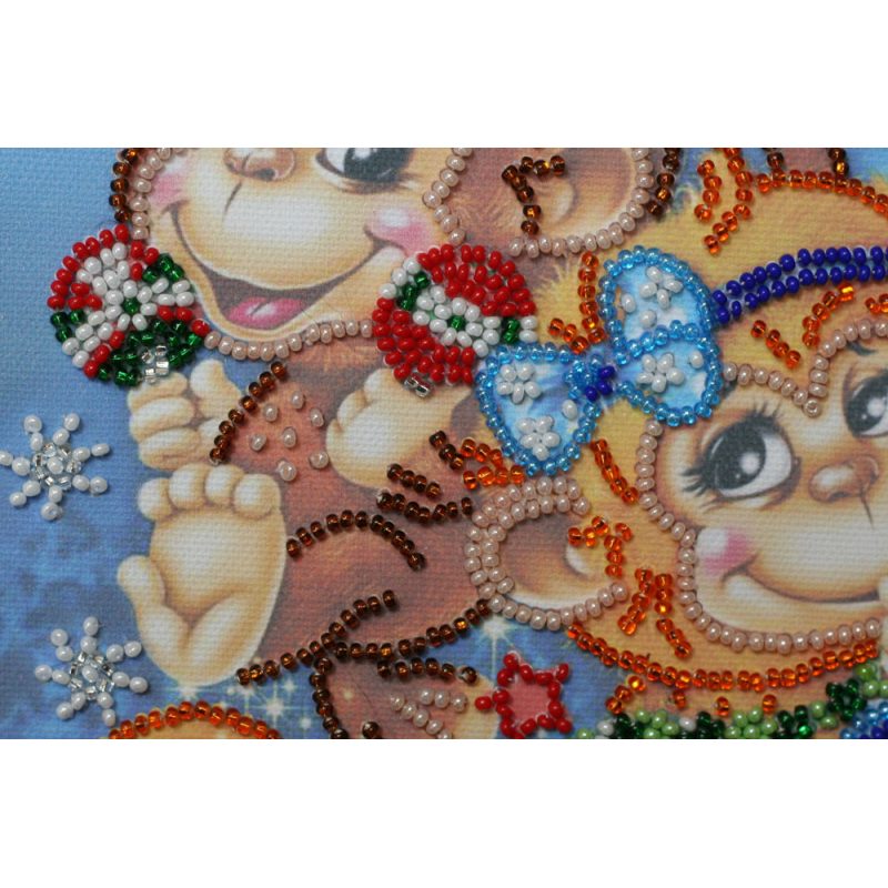 Mini Bead embroidery kit Cheer monkeys