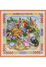 Mini Bead embroidery kit Garden cockerel