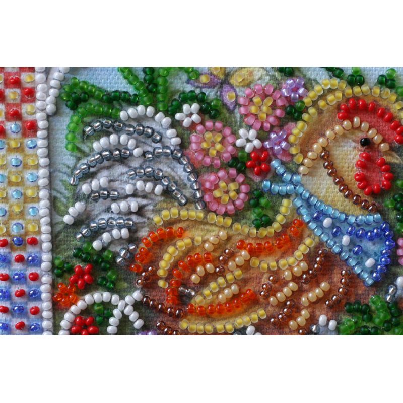 Mini Bead embroidery kit Garden cockerel