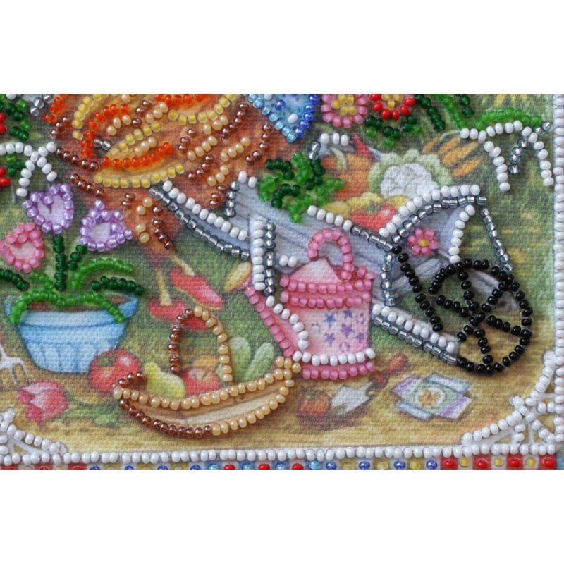 Mini Bead embroidery kit Garden cockerel