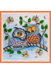 Mini Bead embroidery kit Owl Duet