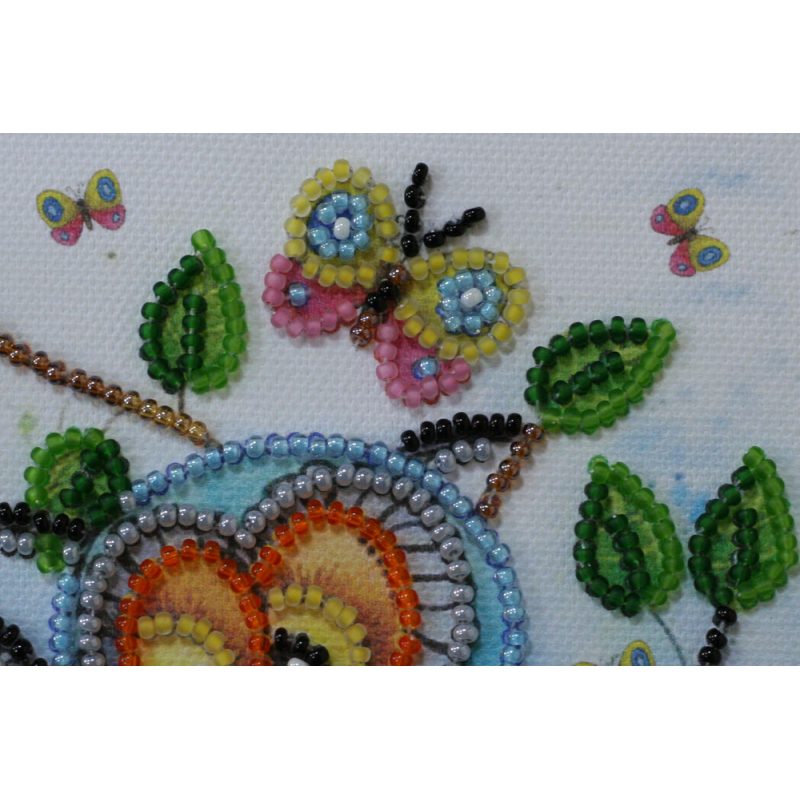 Mini Bead embroidery kit Owl Duet