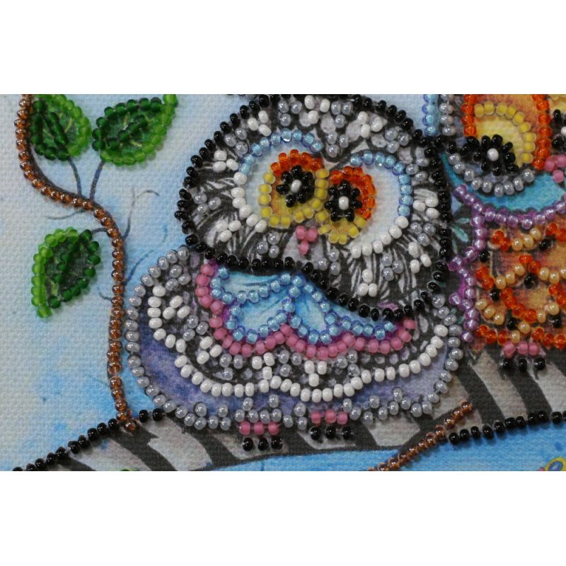 Mini Bead embroidery kit Owl Duet