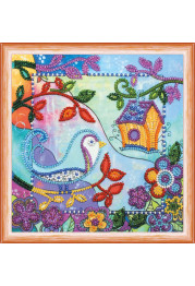 Mini Bead embroidery kit Spring for birds