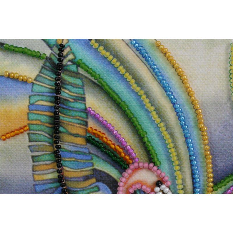 Mini Bead embroidery kit Pink flamingos