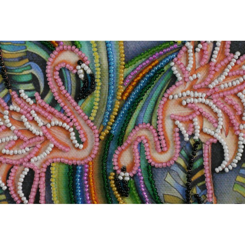 Mini Bead embroidery kit Pink flamingos