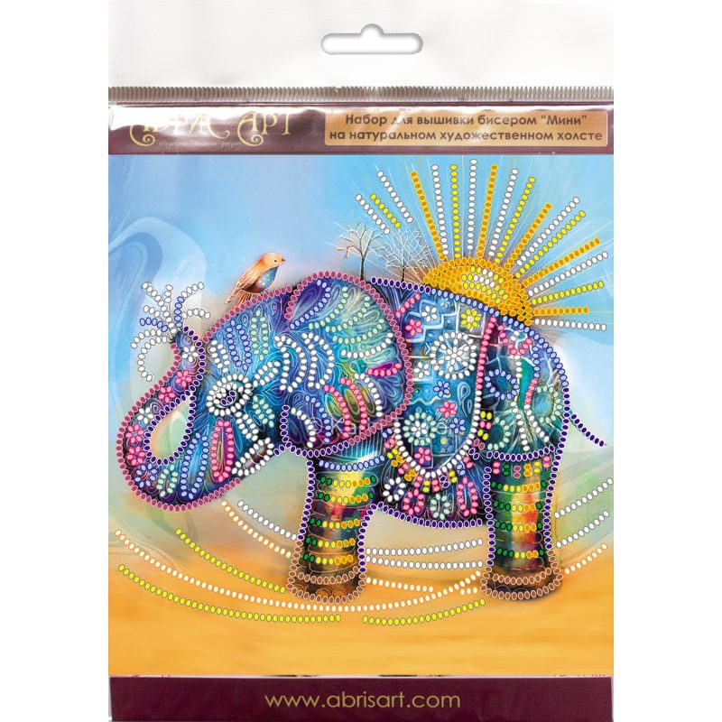 Mini Bead embroidery kit Neon elephant