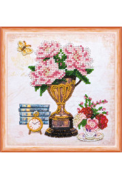 Mini Bead embroidery kit Still lafe with a clock