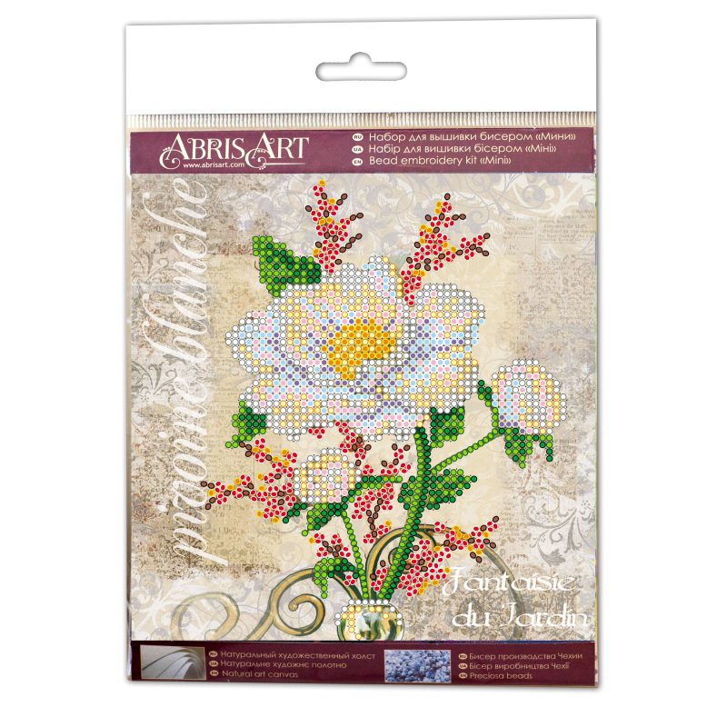 Mini Bead embroidery kit White flower