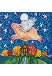Mini Bead embroidery kit Flying pig