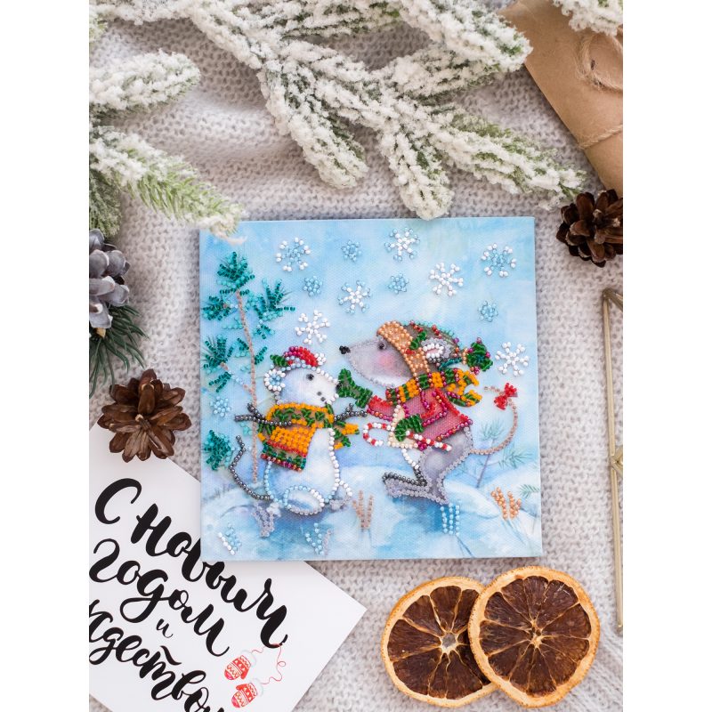 Mini Bead embroidery kit Snow friend