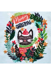 Mini Bead embroidery kit Meow Christmas