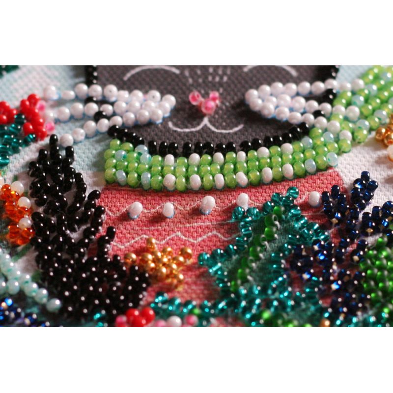 Mini Bead embroidery kit Meow Christmas
