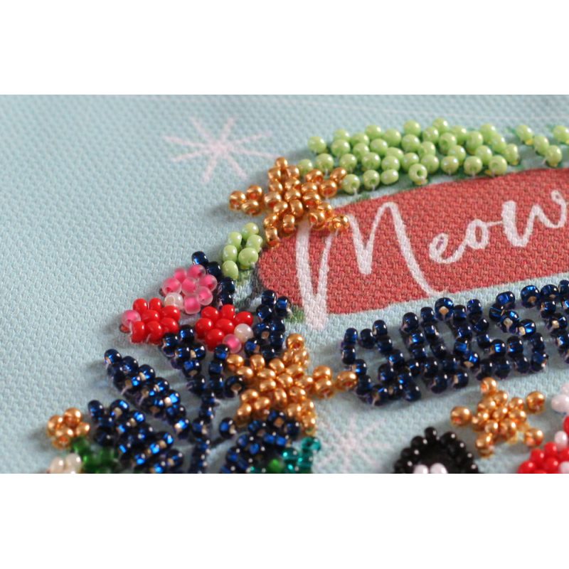 Mini Bead embroidery kit Meow Christmas
