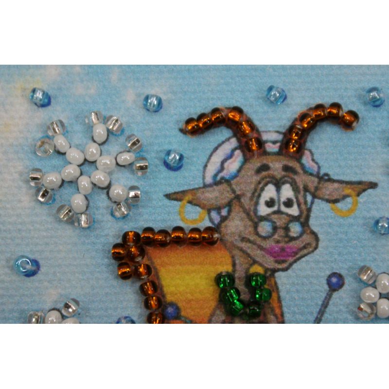 Magnets Bead embroidery kit Goat crocheter