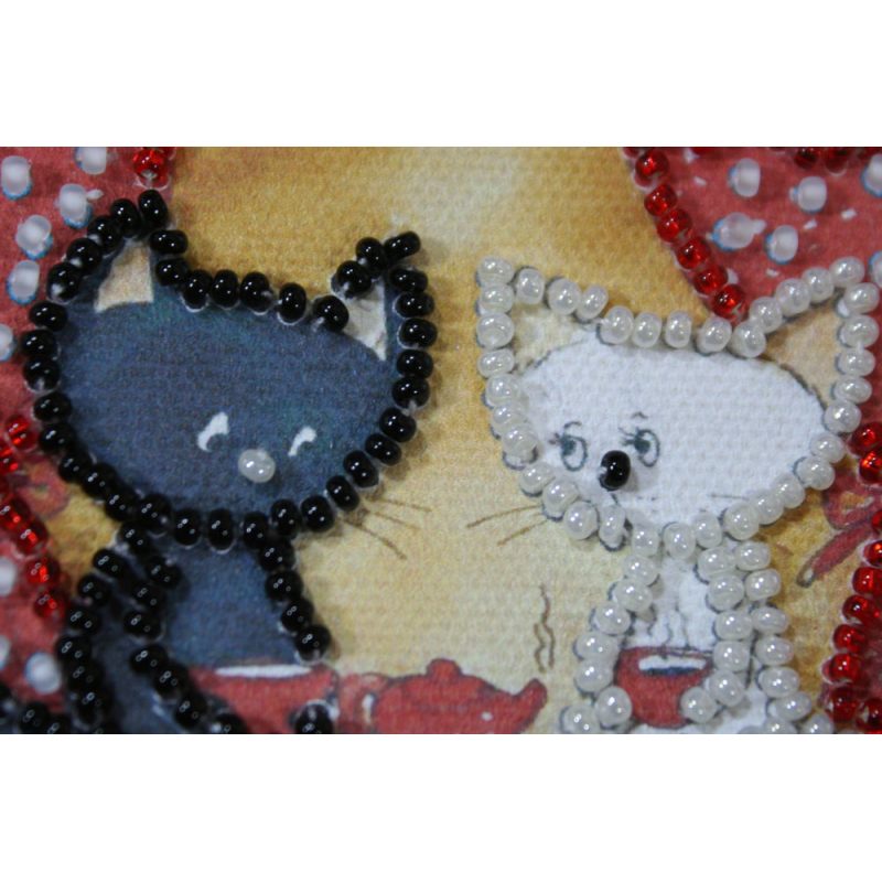 Magnets Bead embroidery kit Catty tea time