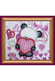 Magnets Bead embroidery kit Bear and hearts